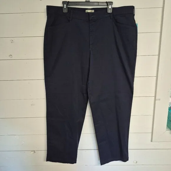 Lee Womens Relaxed Straight Leg Stretch Pants Navy Size 22W - Picture 1 of 8